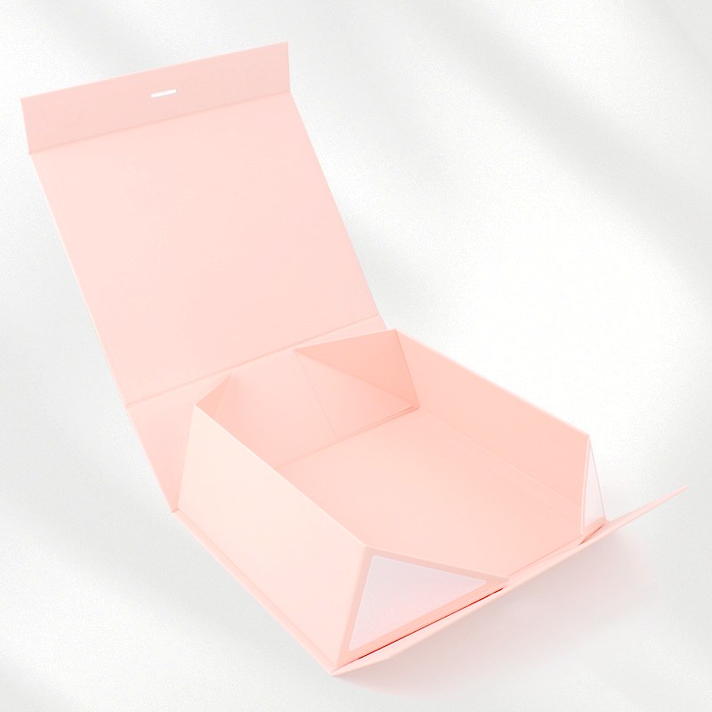 Pink magnetic gift box foldable（Flat transport）
