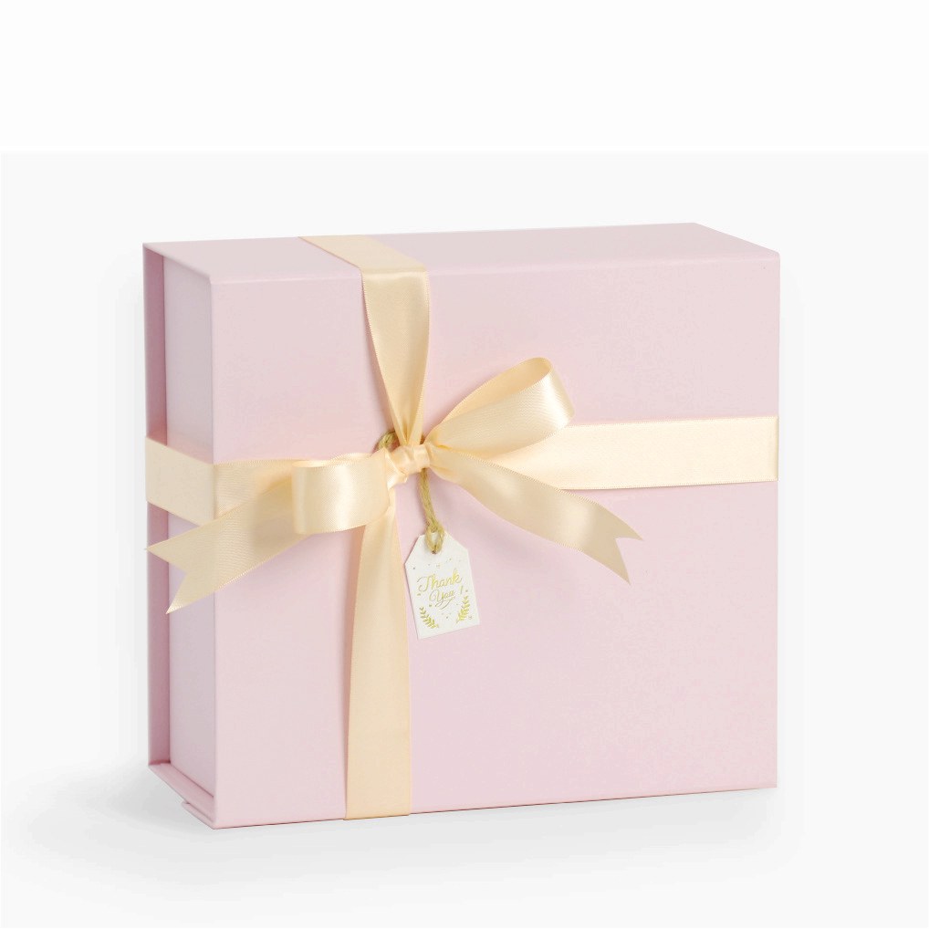 Pink magnetic hardband ribbon gift box