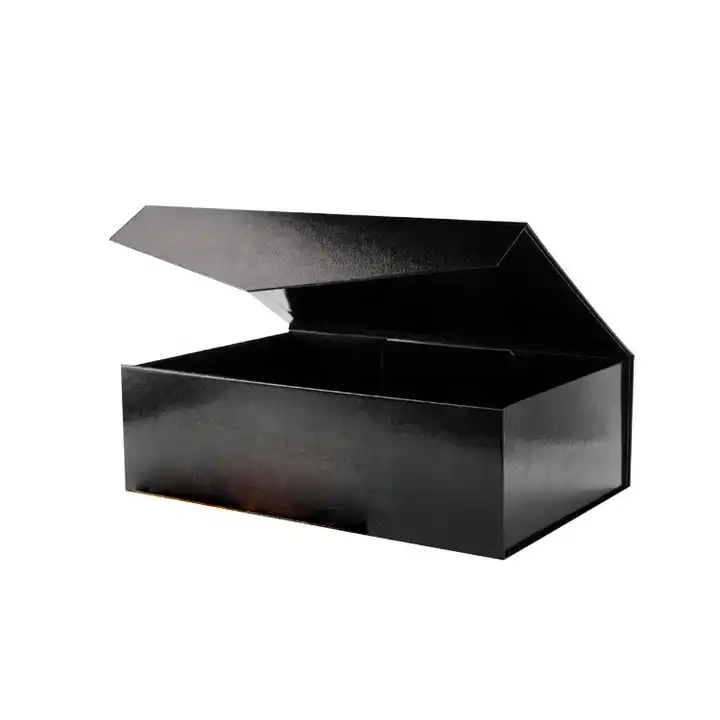 Glossy black collapsible gift boxes