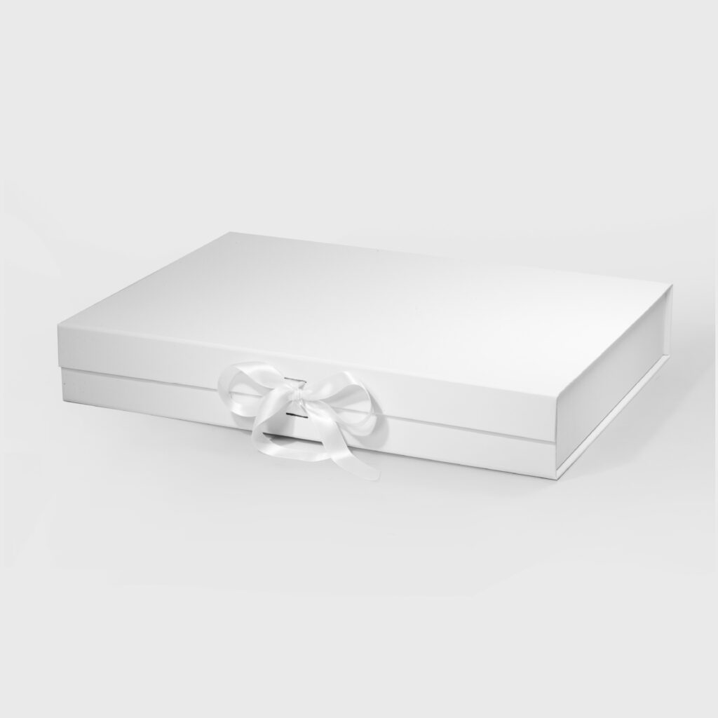Large magnetic gift box with ribbon