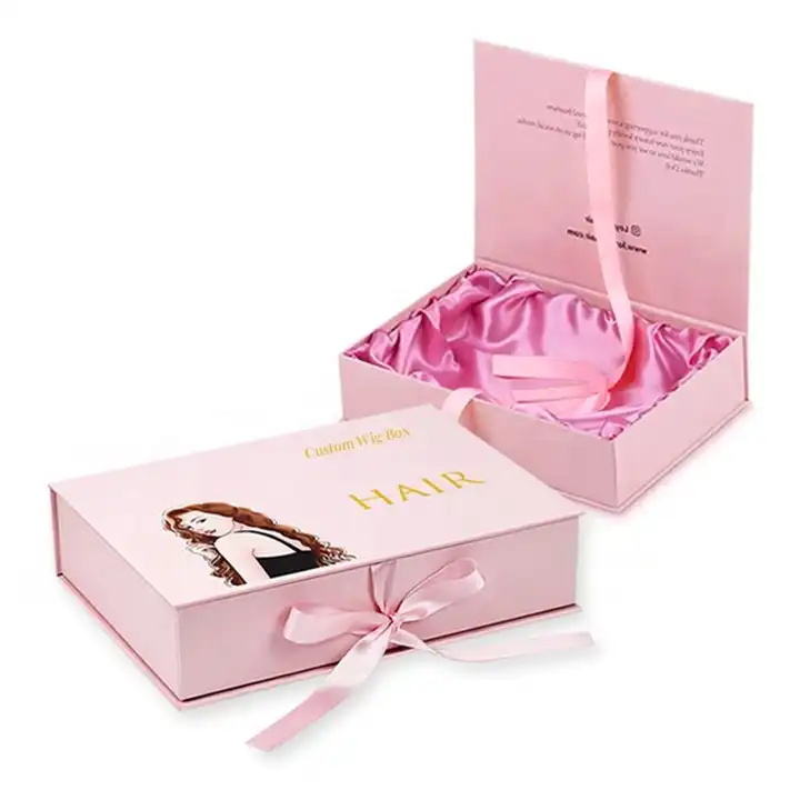 Pink magnetic gift box with ribbon