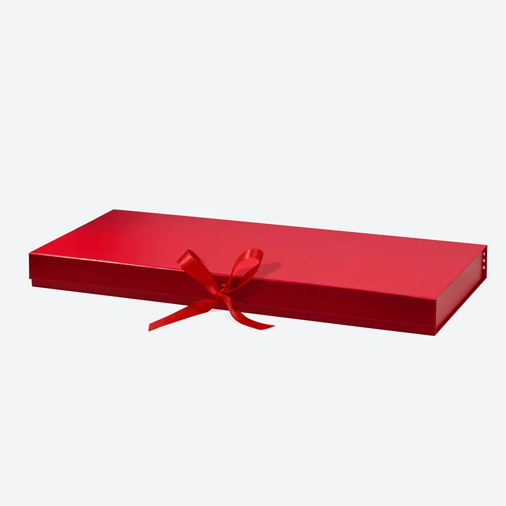 Red magnetic gift box with ribbon