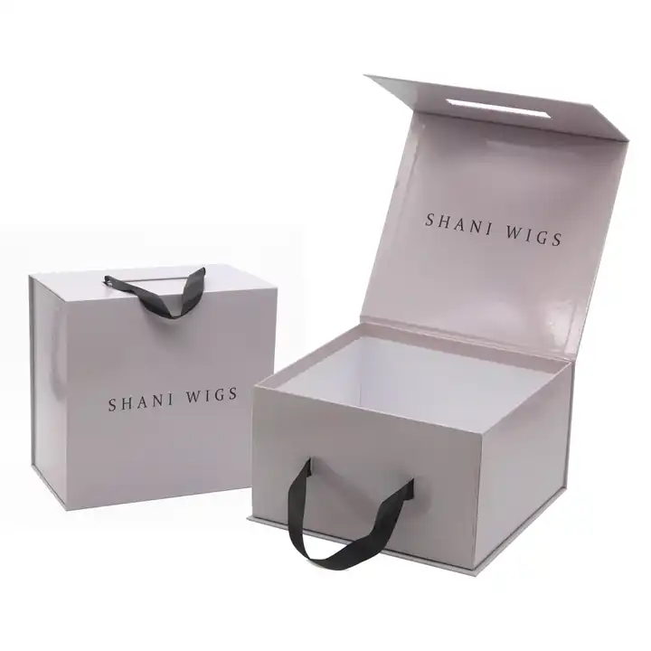 White magnetic gift box with ribbon